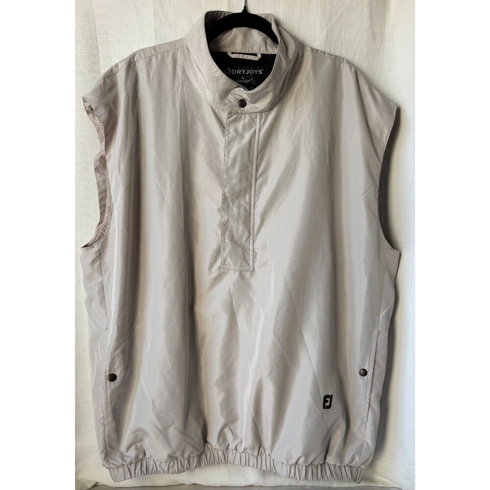 Footjoy Vest Mens XL Beige Golf Wind Rain Resistant Pullover 1/4 Snap